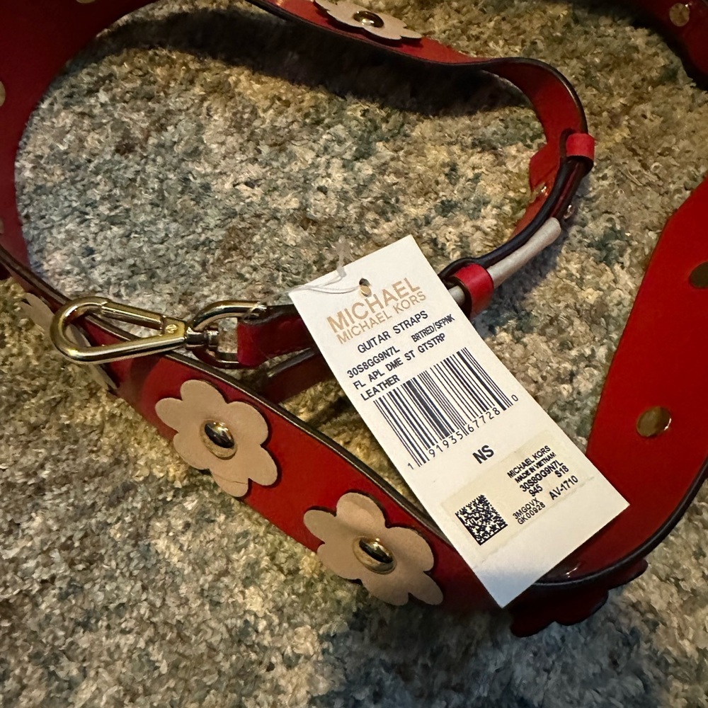Michael Kors Red Floral Guitar Strap